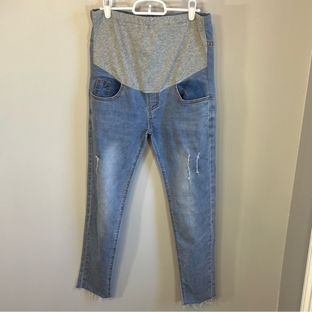 PatPat Distressed Over Bump High Waist Maternity Jeans Womens Size 10